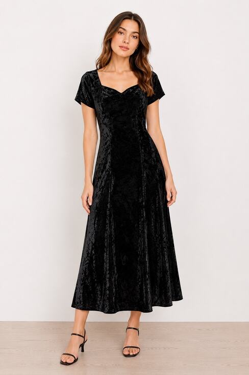Styleworks Dresses & Skirts - Vintage 90s Styleworks Black Crushed Velvet Maxi Dress Gothic Whimsygoth Small